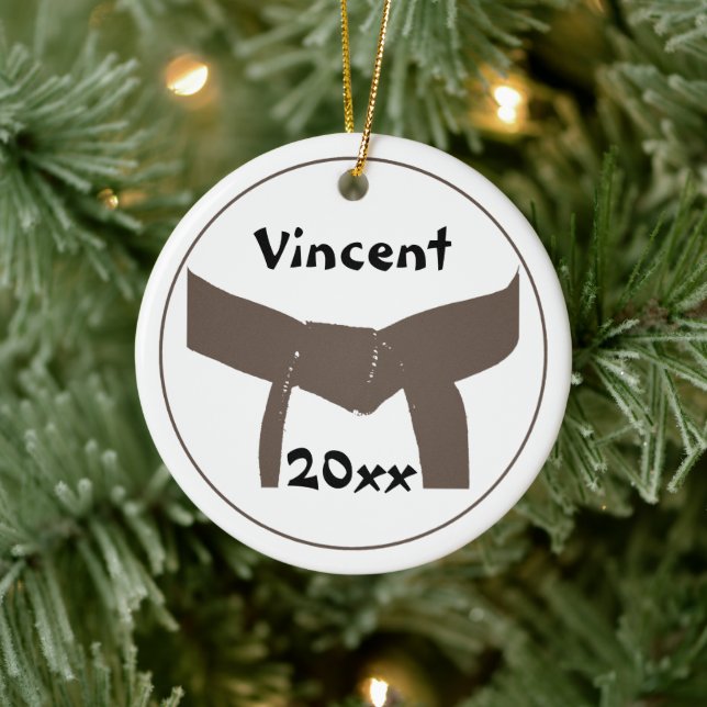 Martial Arts Brown Belt Rank Ceramic Ornament (Tree)