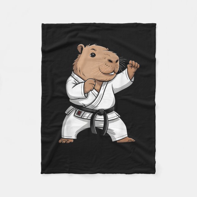 Martial Arts Capybara Funny Karate Taekwondo Jiu J Fleece Blanket (Front)
