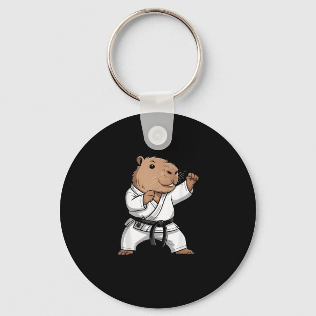 Martial Arts Capybara Funny Karate Taekwondo Jiu J Keychain (Front)
