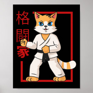 Martial Arts Cat Kitten Kawaii Cat Lover  Poster