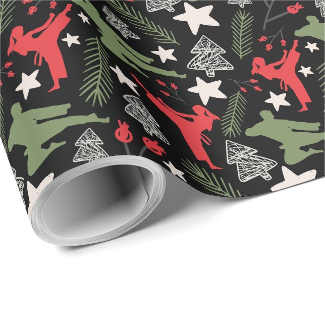 Martial Arts Christmas Gift Wrapping Paper (Roll Corner)