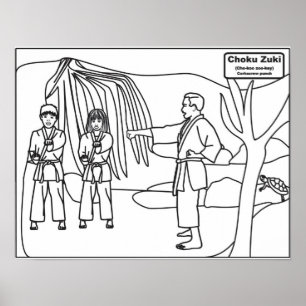 Martial Arts Colouring Poster for Kids Choku Zuki