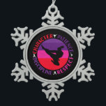 Martial Arts Core Values - Karate Snowflake Pewter Christmas Ornament<br><div class="desc">Karate retro grunge silhouette art design for karateka women and girls practicing a simple life of developing character,  patience,  respect,  and self-discipline. > Proper mindset fosters core values that can be more important than the physical skills learned.  > Personalize it! Add custom name,  photo,  or text.</div>