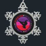 Martial Arts Core Values - Karate Snowflake Pewter Christmas Ornament<br><div class="desc">Karate retro grunge silhouette art design for karateka women and girls practicing a simple life of developing character,  patience,  respect,  and self-discipline. > Proper mindset fosters core values that can be more important than the physical skills learned.  > Personalize it! Add custom name,  photo,  or text.</div>