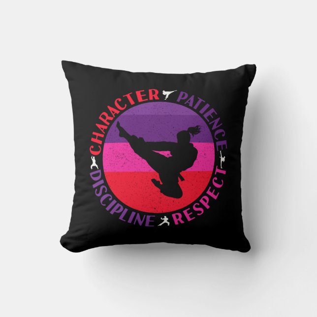 Martial Arts Core Values - Karate Throw Pillow (Front)