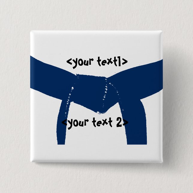 Martial Arts Dark Blue Belt 2 Inch Square Button (Front)