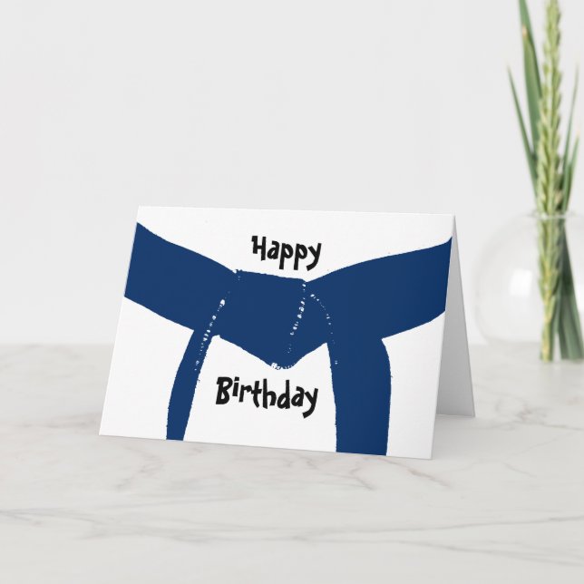 Martial Arts Dark Blue Belt Birthday Card (Front)