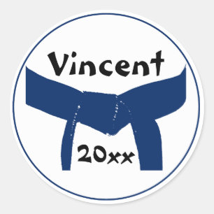 Martial Arts Dark Blue Belt Classic Round Sticker