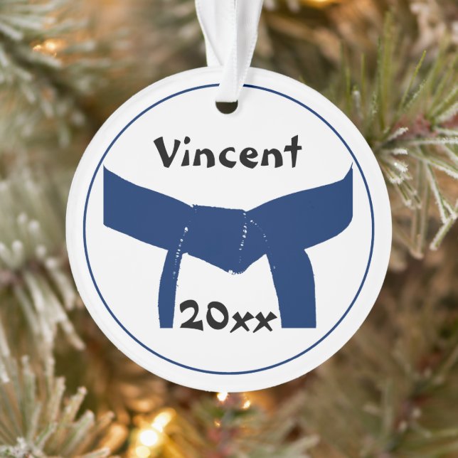 Martial Arts Dark Blue Belt Rank Ornament (Tree)