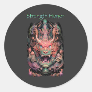 Martial Arts Dragon (Strength Honour) Classic Round Sticker