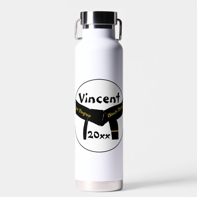 Martial Arts First Degree Black Belt Water Bottle (Front)