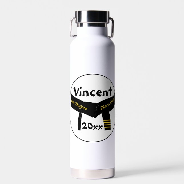 Martial Arts Fourth Degree Black Belt Water Bottle (Front)