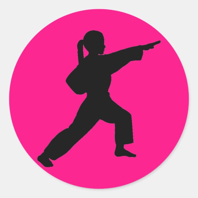 Martial Arts Front Strike Girl hot pink stickers (Front)