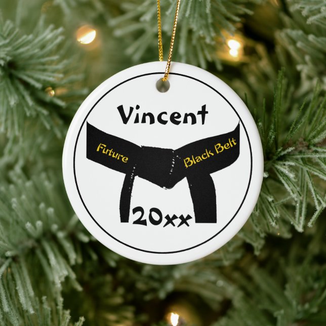 Martial Arts Future Black Belt Ceramic Ornament (Tree)