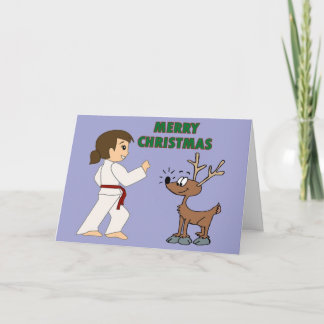 Martial Arts Girl and her Reindeer Christmas Cards