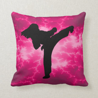 Martial Arts Girl Pink Lightning Pillow