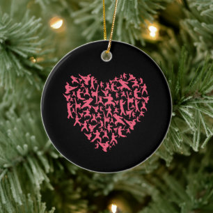 Martial Arts Girls Karate Heart Ceramic Ornament