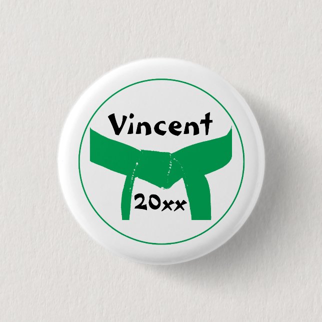 Martial Arts Green Belt 1 Inch Round Button (Front)