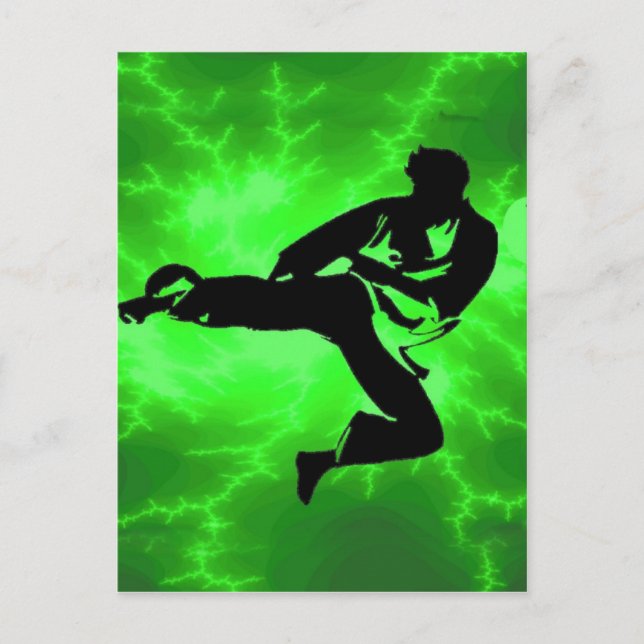 Martial Arts Green Lightning Man Postcard (Front)