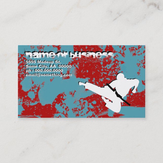 martial arts : grunge silhouettes : business card (Front)