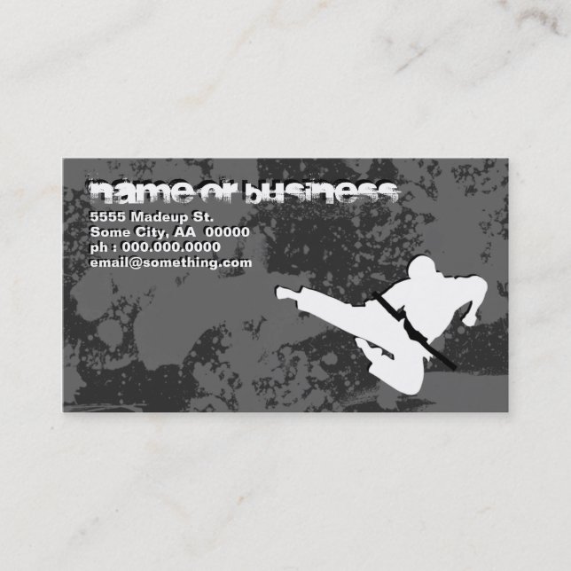martial arts : grunge silhouettes : business card (Front)
