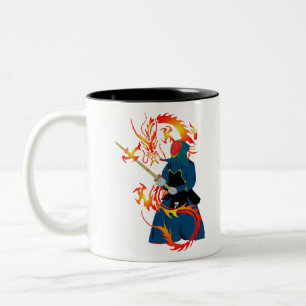 Martial Arts Hwa Rang Do Stick Fighting Dragon Two-Tone Coffee Mug