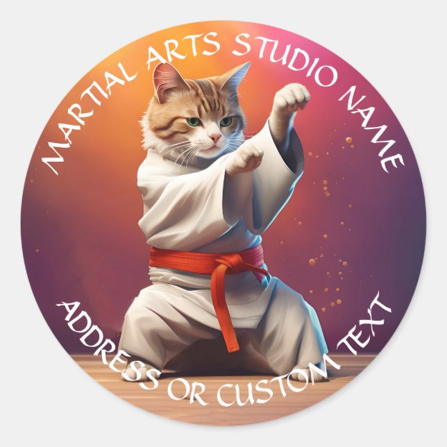Martial Arts Jiu-jitsu Karate Taekwondo Studio  Classic Round Sticker (Front)