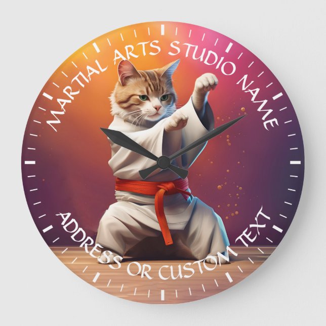 Martial Arts Jiu-jitsu Karate Taekwondo Studio  Large Clock (Front)