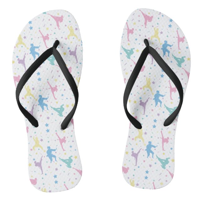 Martial Arts Karate Abstract Stars Sparkles Flip Flops (Footbed)
