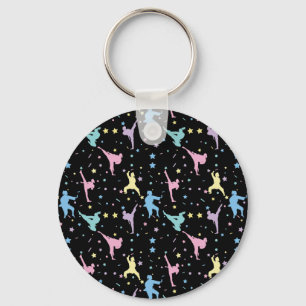 Martial Arts Karate Abstract Stars Sparkles Keychain