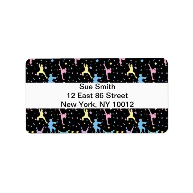 Martial Arts Karate Abstract Stars Sparkles Label (Front)