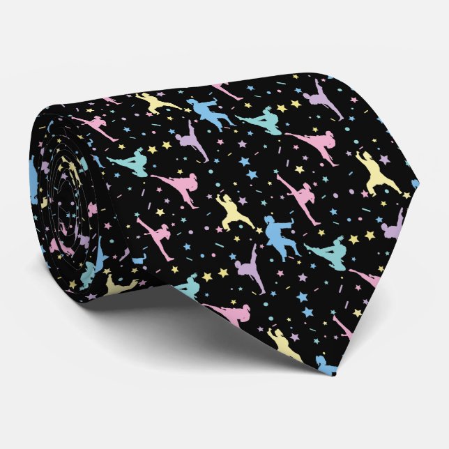 Martial Arts Karate Abstract Stars Sparkles Tie (Rolled)