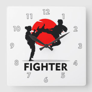 Martial Arts Karate Combat Fighting or Sparring Square Wall Clock