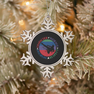 Martial Arts - Karate Core Values Snowflake Pewter Christmas Ornament