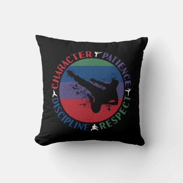 Martial Arts - Karate Core Values Throw Pillow (Front)