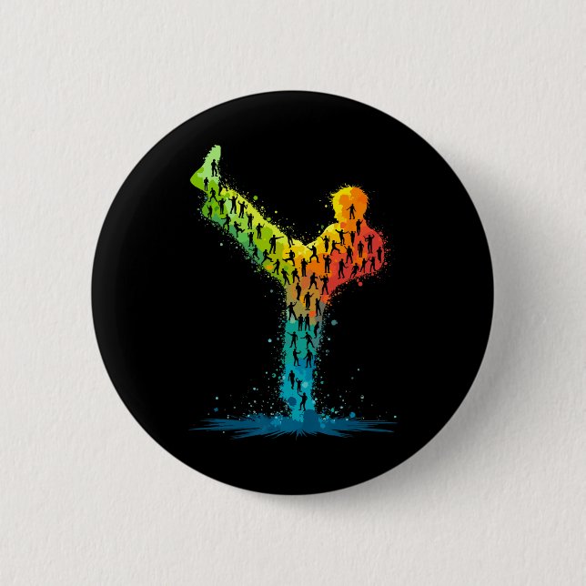 Martial Arts Karate Fighter  2 Inch Round Button (Front)