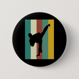 Martial Arts Kickboxing Karate Taekwondo Retro Des 2 Inch Round Button