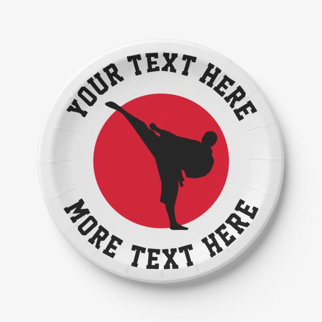 Martial arts kid's karate Birthday party plates (Front)