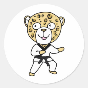 Martial Arts Leopard Classic Round Sticker