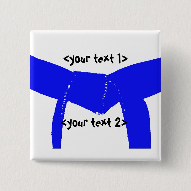 Martial Arts Light Blue Belt 2 Inch Square Button (Front)