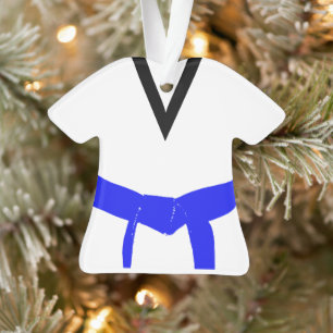 Martial Arts Light Blue Belt Uniform Ornament