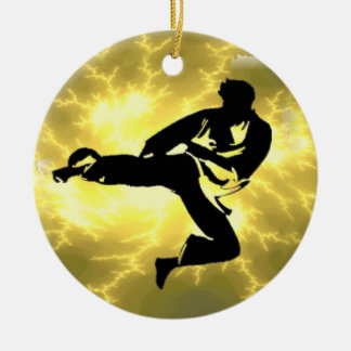 Martial Arts Lightning Bronze Male Design Ceramic Ornament