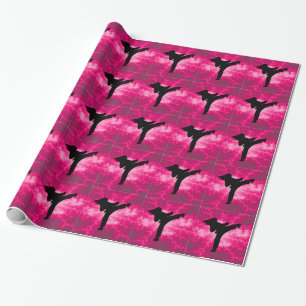 Martial Arts Lightning Girl pink wrapping paper