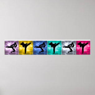 Martial Arts Lightning Wall Border Poster