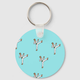martial arts master on blue keychain