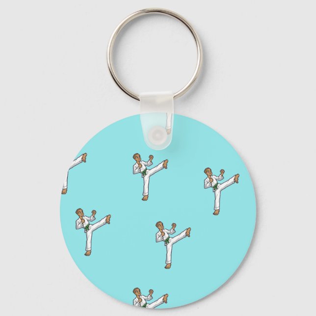martial arts master on blue keychain (Front)