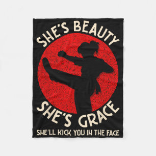 Martial Arts Maven Beauty And Grace Karate Kick Fleece Blanket