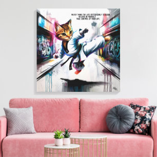 Martial Arts Meets Street Style – Cartoon Kitten Canvas Print