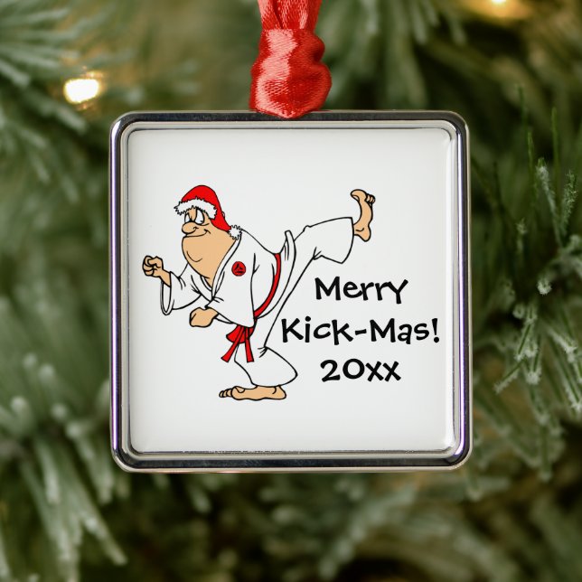 Martial Arts Merry Kick-Mas Christmas Metal Ornament (Tree)