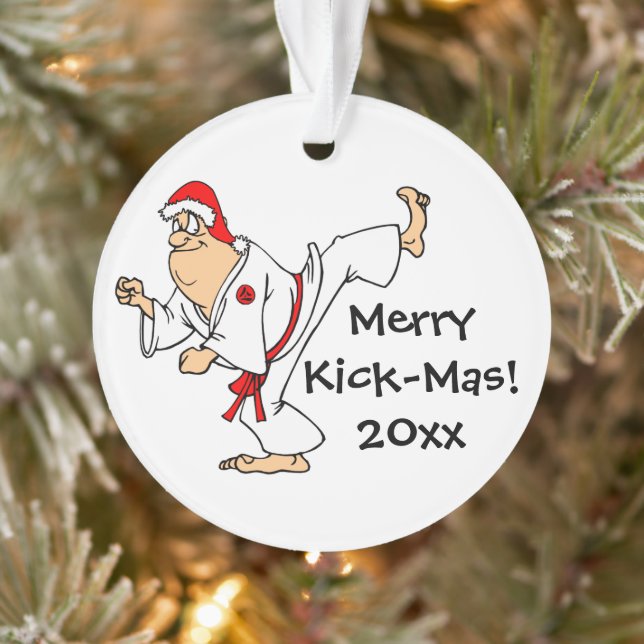 Martial Arts Merry Kick-Mas Christmas Ornament (Tree)